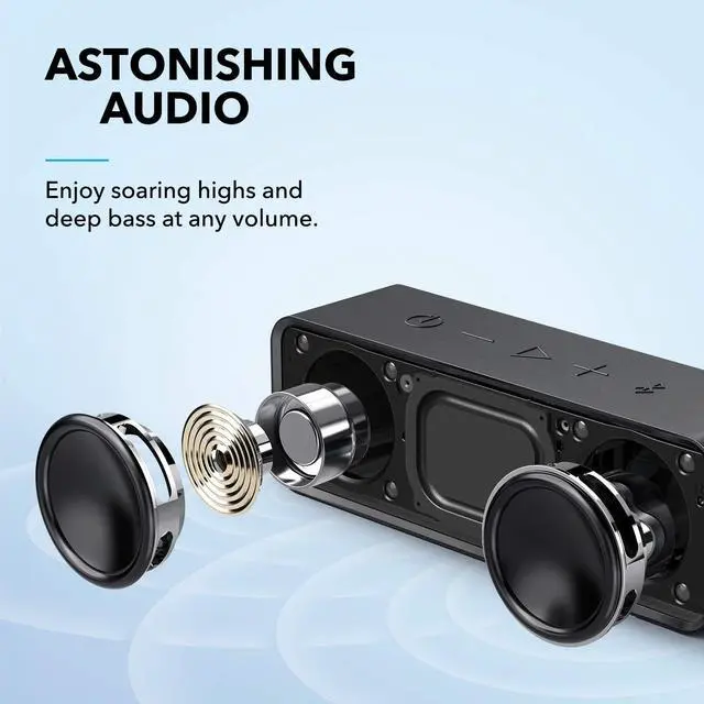 Alt view image 2 of 7 - Anker Soundcore Bluetooth Speaker with Loud Stereo Sound, 24-Hour Playtime, 66 ft Bluetooth Range, Built-in Mic. Perfect Portable Wireless Speaker for iPhone, Samsung