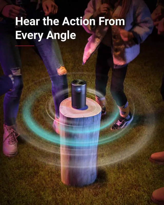 Alt view image 5 of 6 - Nebula Capsule, by Anker, Smart Wi-Fi Mini Projector, Black, 100 ANSI Lumen Portable Projector, 360° Speaker, Movie Projector, 100 Inch Picture, 4-Hour Video Playtime, Outdoor Projector—Watch Anywhere