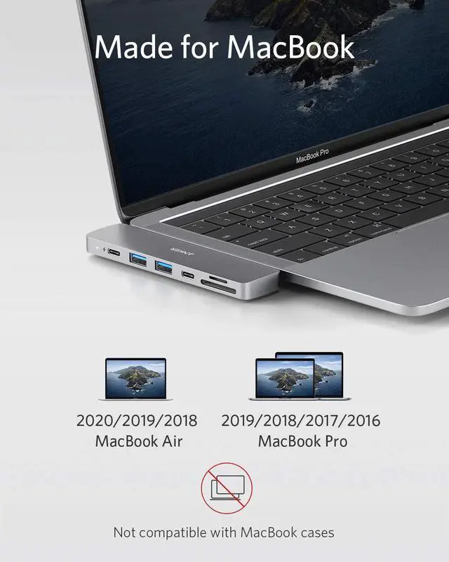 Alt view image 2 of 7 - Anker USB C Hub for MacBook, PowerExpand Direct 7-in-2 USB C Adapter Compatible with Thunderbolt 3 USB C Port, 100W Power Delivery, 4K HDMI, USB C and 2 USB A Data Ports, SD and microSD Card Reader