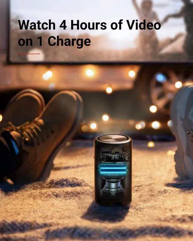 Alt view image 6 of 6 - Nebula Capsule, by Anker, Smart Wi-Fi Mini Projector, Black, 100 ANSI Lumen Portable Projector, 360° Speaker, Movie Projector, 100 Inch Picture, 4-Hour Video Playtime, Outdoor Projector—Watch Anywhere