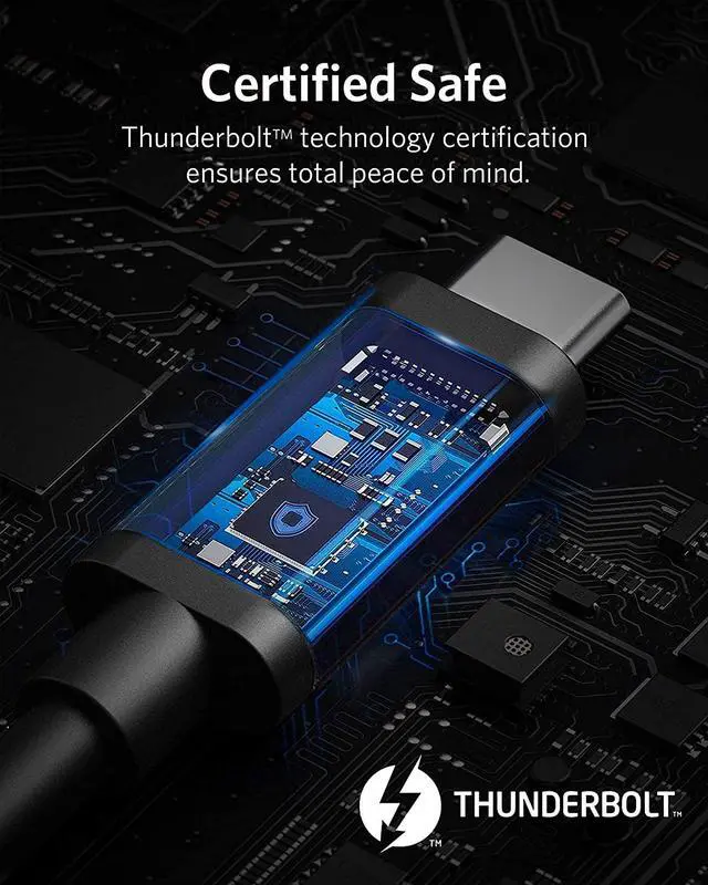 Alt view image 2 of 14 - Anker Thunderbolt 4 Cable 2.3 ft, Supports 8K Display / 40Gbps Data Transfer / 100W Charging USB C to USB C Cable, for Type-C MacBooks, iPad Pro, Hub, Docking, and More (Intel Thunderbolt Certified)