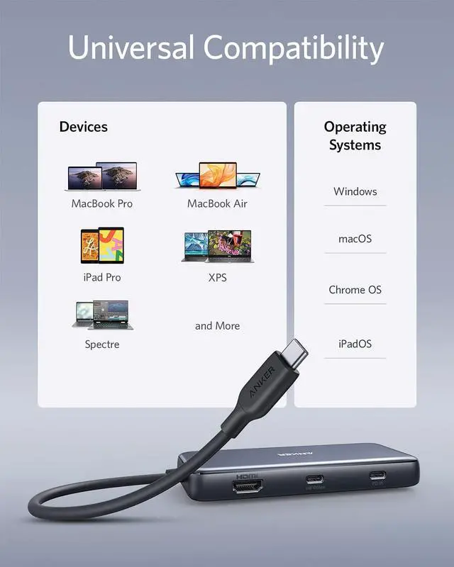 Alt view image 7 of 7 - Anker USB C Hub, PowerExpand 8-in-1 USB C Adapter, with 100W Power Delivery, 4K 60Hz HDMI Port, 10Gbps USB C and 2 USB A Data Ports, Ethernet Port, microSD and SD Card Reader, for MacBook Pro and More