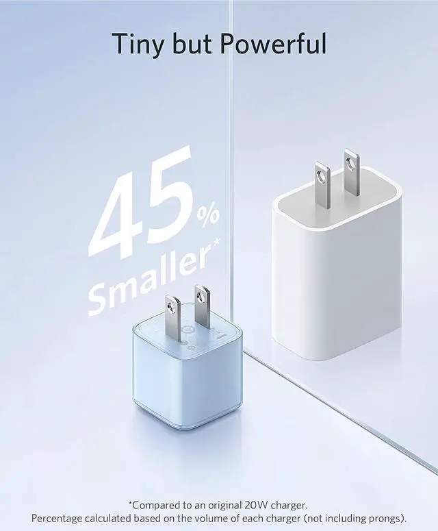 Alt view image 5 of 6 - Anker 511 Charger, Anker Nano Pro, 20W PIQ 3.0 Durable Compact Fast Charger, USB C Charger for iPhone 13/13 Mini/13 Pro/13 Pro Max/12, iPad/iPad Mini, Pixel, and More(Cable Not Included) Glacier Blue