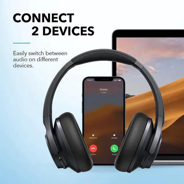Alt view image 6 of 7 - Soundcore by Anker Life Q20+ Active Noise Cancelling Headphones, 40H Playtime, Hi-Res Audio, Soundcore App, Connect to 2 Devices, Memory Foam Earcups, Bluetooth Headphones for Travel, Home Office