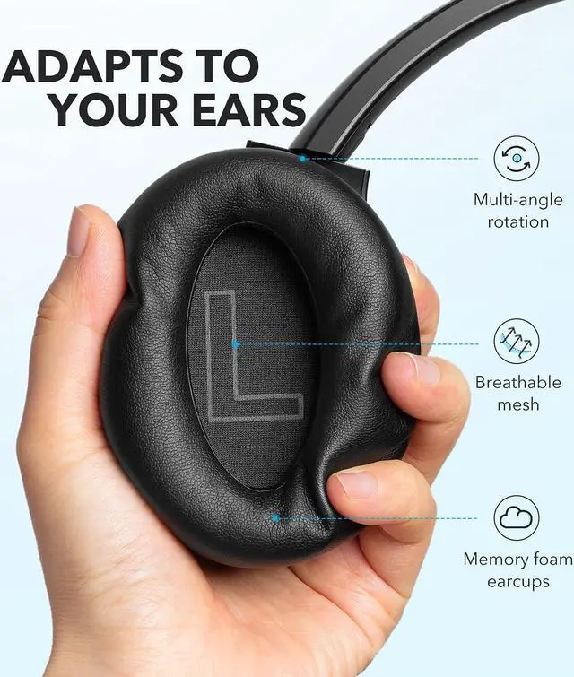 Alt view image 7 of 7 - Soundcore by Anker Life Q20+ Active Noise Cancelling Headphones, 40H Playtime, Hi-Res Audio, Soundcore App, Connect to 2 Devices, Memory Foam Earcups, Bluetooth Headphones for Travel, Home Office