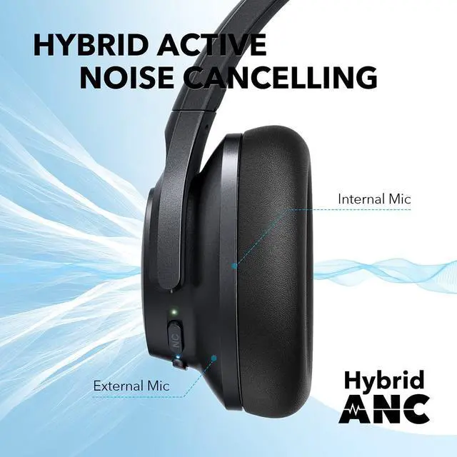 Alt view image 3 of 7 - Soundcore by Anker Life Q20+ Active Noise Cancelling Headphones, 40H Playtime, Hi-Res Audio, Soundcore App, Connect to 2 Devices, Memory Foam Earcups, Bluetooth Headphones for Travel, Home Office