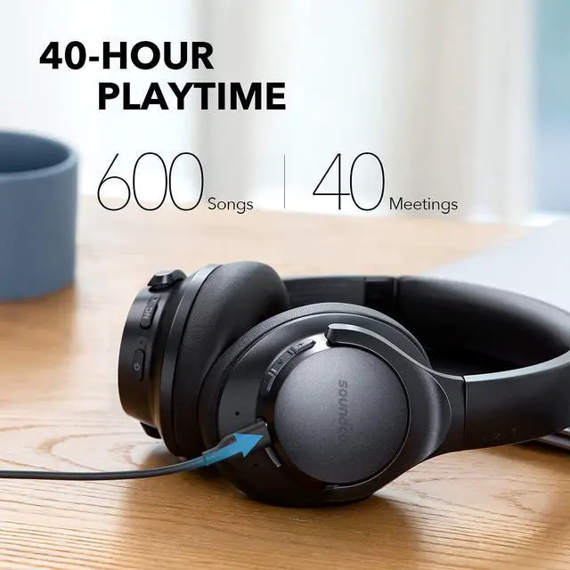 Alt view image 5 of 7 - Soundcore by Anker Life Q20+ Active Noise Cancelling Headphones, 40H Playtime, Hi-Res Audio, Soundcore App, Connect to 2 Devices, Memory Foam Earcups, Bluetooth Headphones for Travel, Home Office