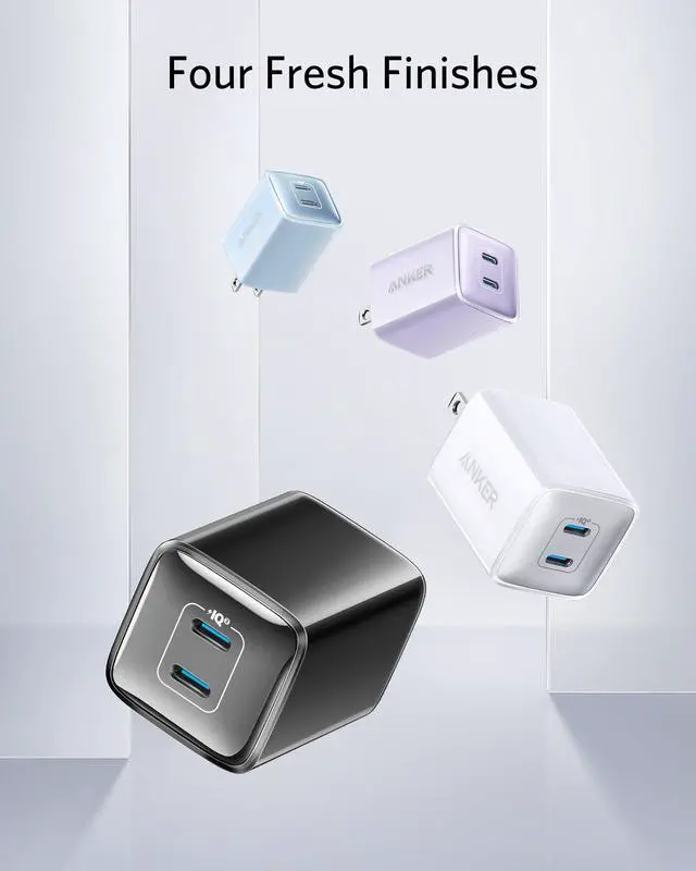 Alt view image 4 of 6 - Anker 521 Charger (Nano Pro), Anker Nano Pro, 40W PIQ 3.0 Dual Port Compact Fast Charger, USB C Charger for iPhone 13/13 Mini/13 Pro/13 Pro Max/12, iPad Mini, MacBook Air, and More, Glacier Blue