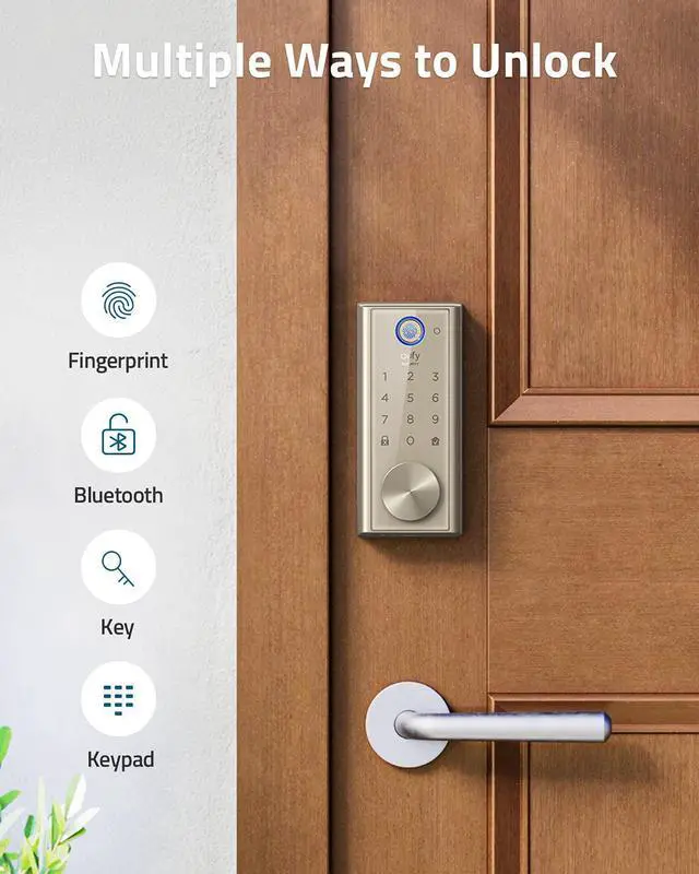 Alt view image 4 of 6 - eufy Security Smart Lock Touch, Fingerprint Scanner, Keyless Entry Door Lock, Bluetooth Electronic Deadbolt, Touchscreen Keypad, BHMA Certified, IP65 Weatherproofing, Wi-Fi Not Supported