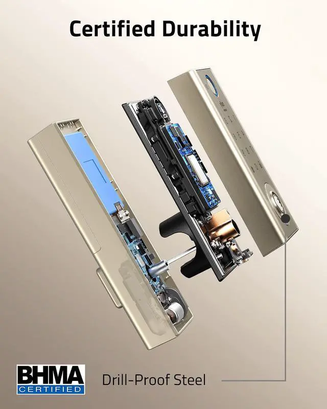 Alt view image 6 of 6 - eufy Security Smart Lock Touch, Fingerprint Scanner, Keyless Entry Door Lock, Bluetooth Electronic Deadbolt, Touchscreen Keypad, BHMA Certified, IP65 Weatherproofing, Wi-Fi Not Supported