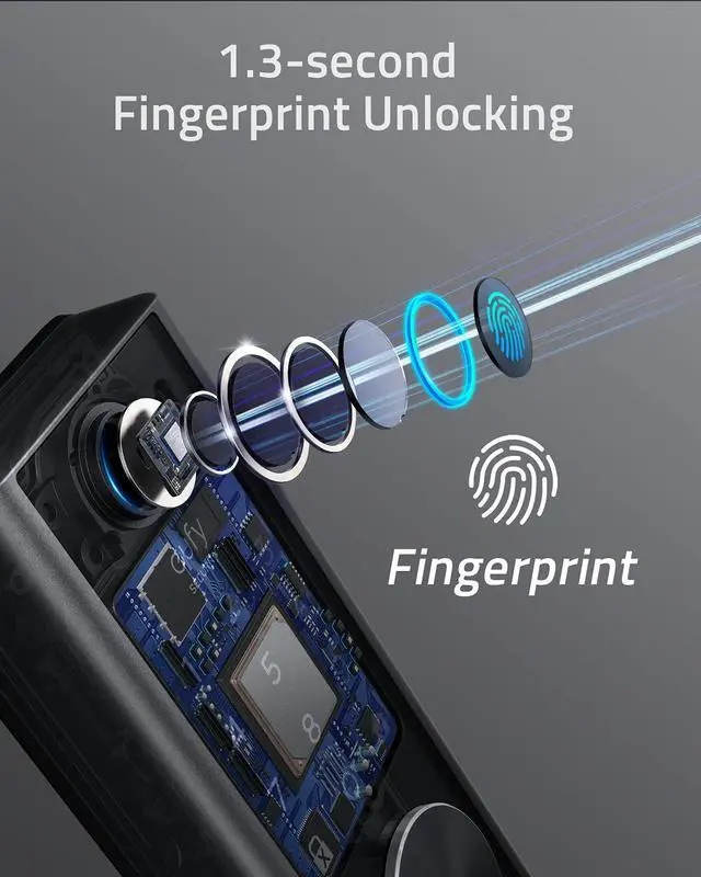 Alt view image 5 of 7 - eufy Security Smart Lock Touch, Fingerprint Keyless Entry Door Lock, Bluetooth Electronic Deadbolt, Touchscreen Keypad, IP65 Weatherproofing, Compatible with Wi-Fi Bridge (Sold Separately)