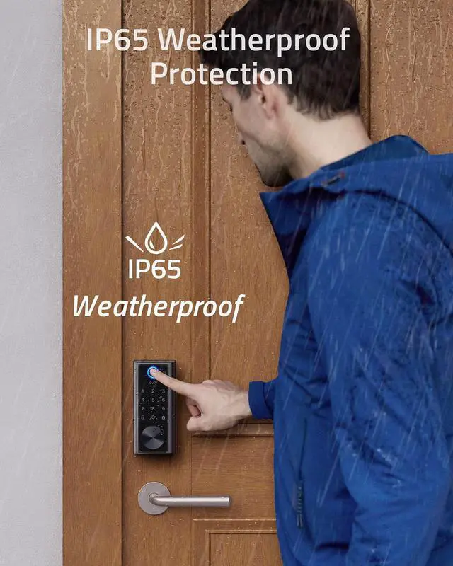 Alt view image 6 of 7 - eufy Security Smart Lock Touch, Fingerprint Keyless Entry Door Lock, Bluetooth Electronic Deadbolt, Touchscreen Keypad, IP65 Weatherproofing, Compatible with Wi-Fi Bridge (Sold Separately)