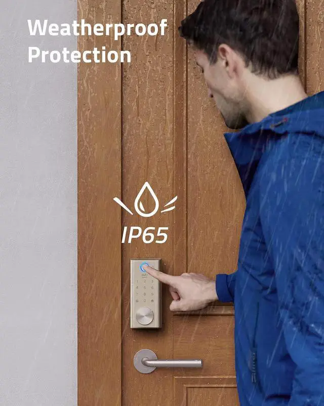 Alt view image 3 of 6 - eufy Security Smart Lock Touch, Fingerprint Scanner, Keyless Entry Door Lock, Bluetooth Electronic Deadbolt, Touchscreen Keypad, BHMA Certified, IP65 Weatherproofing, Wi-Fi Not Supported