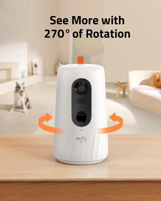 Alt view image 3 of 6 - eufy Pet Camera for Dogs and Cats, AI Tracking and Pet Monitoring, 360° View, 1080p Dog Camera with Treat Dispenser, Doggy Diary, Local Storage, 2-Way Audio, Phone App, No Monthly Fee