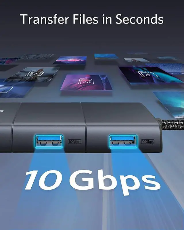 Alt view image 3 of 14 - Anker USB C Hub, PowerExpand 6-in-1 USB-C Adapter, with 4K@60Hz HDMI, 100W Power Delivery, 10 Gbps USB C and 2 USB A Ports, SD Card Reader and 3.5mm Audio, for MacBook Air, MacBook Pro, XPS, and More