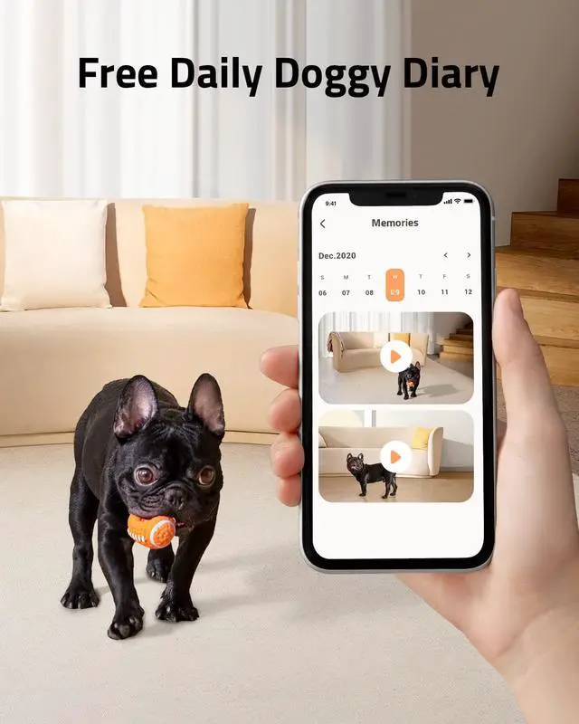 Alt view image 6 of 6 - eufy Pet Camera for Dogs and Cats, AI Tracking and Pet Monitoring, 360° View, 1080p Dog Camera with Treat Dispenser, Doggy Diary, Local Storage, 2-Way Audio, Phone App, No Monthly Fee