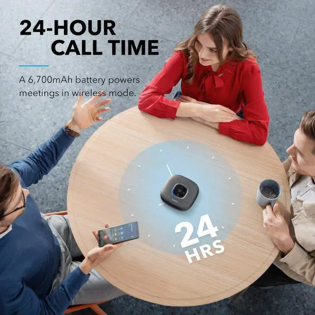 Alt view image 6 of 7 - Anker PowerConf+ Bluetooth Speakerphone with Bluetooth Dongle, 6 Mics, Enhanced Voice Pickup, 24H Call Time, Bluetooth 5, USB C, Conference Speaker, Compatible with Leading Platforms, for Home Office