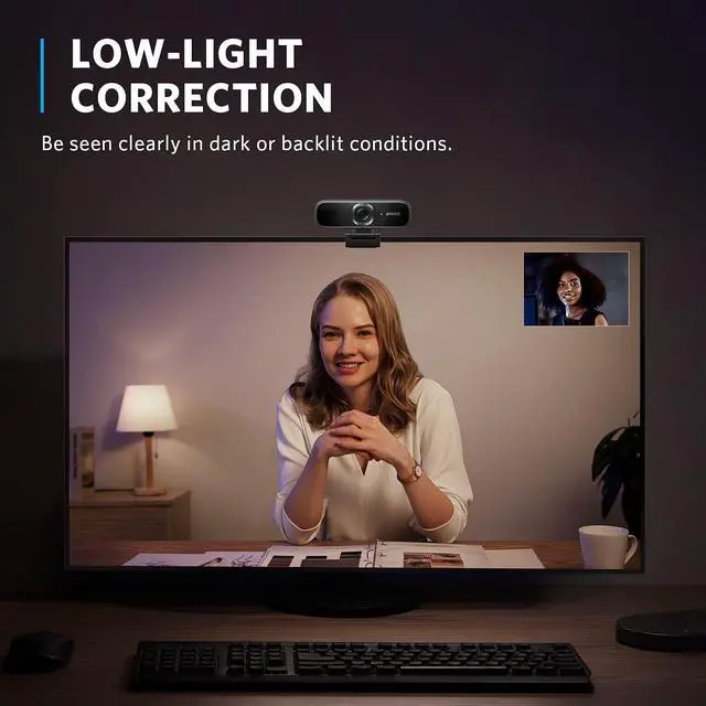 Alt view image 4 of 6 - Anker PowerConf C302 Smart Full HD Webcam, AI-Powered Framing & Autofocus, 2K Webcam with Noise-Cancelling Microphones, Adjustable FoV, HDR, 30 FPS, Low-Light Correction, Streaming
