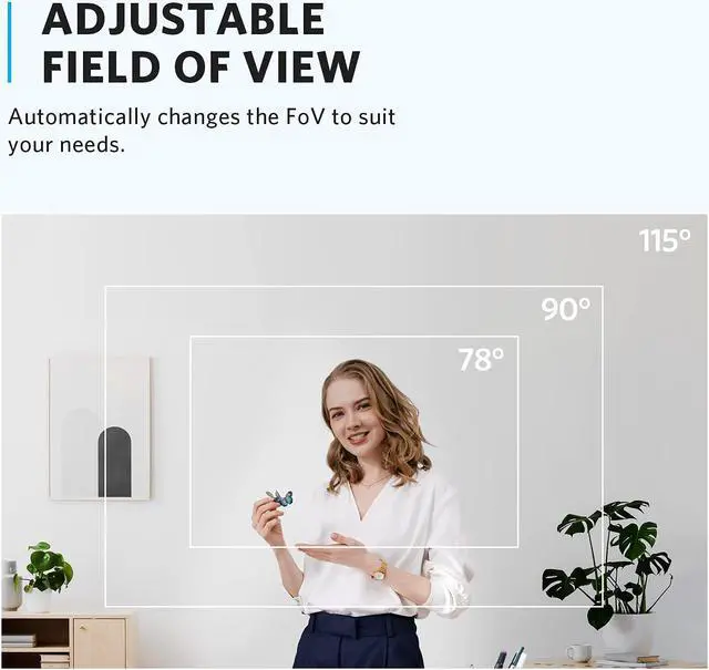 Alt view image 5 of 6 - Anker PowerConf C302 Smart Full HD Webcam, AI-Powered Framing & Autofocus, 2K Webcam with Noise-Cancelling Microphones, Adjustable FoV, HDR, 30 FPS, Low-Light Correction, Streaming