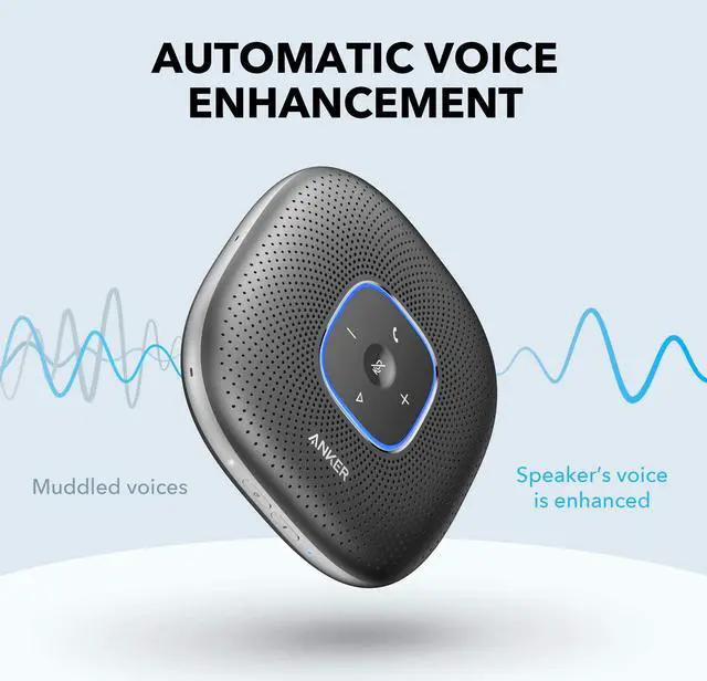 Alt view image 4 of 7 - Anker PowerConf+ Bluetooth Speakerphone with Bluetooth Dongle, 6 Mics, Enhanced Voice Pickup, 24H Call Time, Bluetooth 5, USB C, Conference Speaker, Compatible with Leading Platforms, for Home Office