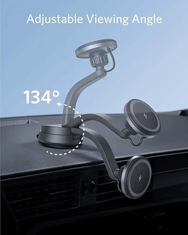 Alt view image 4 of 6 - Anker 613 Magnetic Wireless Charger (MagGo), Car Charging Mount with 2-Port USB Car Charger, 5 ft USB-C to USB-A Cable, Strong Magnetic Alignment only for iPhone 13, 12/12 Pro / 12 Pro Max / 12 Mini