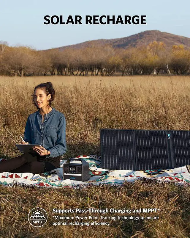 Alt view image 6 of 6 - Anker 521 Portable Power Station (PowerHouse 256Wh), 6-Port PowerHouse 200W/256Wh with Solar Generator, 2 AC Outlets, 60W USB-C Power Delivery Output, LED Light for Outdoor RV, Emergencies and More