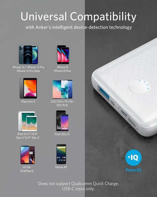 Alt view image 6 of 7 - Anker PowerCore Slim 10000, Ultra Slim Portable Charger, Ultra-Compact 10000mAh External Battery, High-Speed PowerIQ and VoltageBoost Charging Technology Power Bank for iPhone, Samsung Galaxy and More