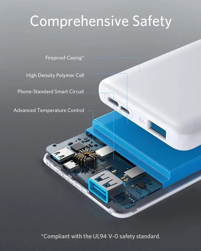 Alt view image 3 of 7 - Anker PowerCore Slim 10000, Ultra Slim Portable Charger, Ultra-Compact 10000mAh External Battery, High-Speed PowerIQ and VoltageBoost Charging Technology Power Bank for iPhone, Samsung Galaxy and More