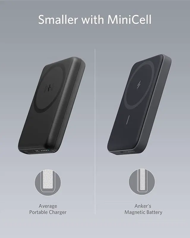 Alt view image 6 of 6 - Anker 622 Magnetic Battery (MagGo), 5000mAh Foldable Magnetic Wireless Portable Charger and USB-C for iPhone 15/14/13/12 Series ( Black)