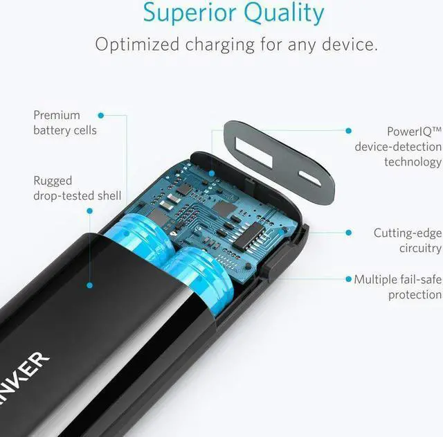 Alt view image 4 of 7 - Anker Astro E1 5200mAh Portable Charger Power Bank External Battery PowerIQ Charging
