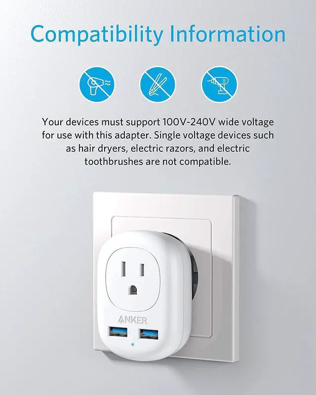 Alt view image 7 of 7 - Anker European Travel Adapter, PowerExtend USB Plug International Power Adapter with 2 USB and 1 Outlet, US to Most of Europe EU Spain Iceland Italy France Germany