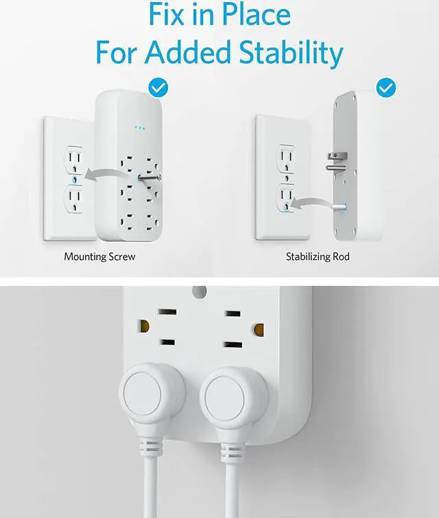 Alt view image 6 of 7 - Anker Outlet Extender and USB Wall Charger, 6 Outlets and 2 USB Ports, 20W USB C Power Delivery High-Speed Charging iPhone 12/ iPhone 12 Pro, Multi-Plug for College Dorm Rooms, Home, and Office