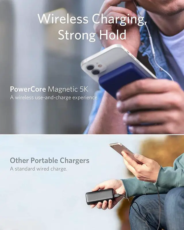 Alt view image 5 of 7 - Anker Magnetic Wireless Portable Charger, PowerCore Magnetic 5K Wireless 5,000mAh Power Bank with USB-C Cable, Design for iPhone 13/13 Pro/13 Pro Max /13 Mini /12/12 Pro/12 Pro Max/12 Mini (Blue)