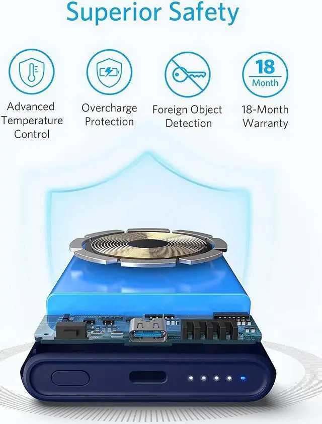 Alt view image 7 of 7 - Anker Magnetic Wireless Portable Charger, PowerCore Magnetic 5K Wireless 5,000mAh Power Bank with USB-C Cable, Design for iPhone 13/13 Pro/13 Pro Max /13 Mini /12/12 Pro/12 Pro Max/12 Mini (Blue)