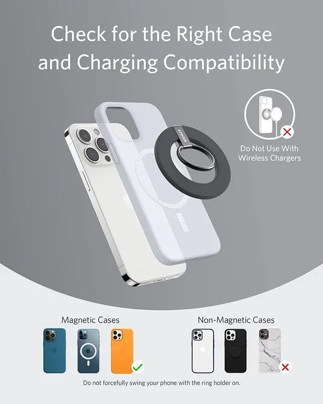Alt view image 6 of 6 - Anker Magnetic Phone Grip (MagGo), 610 Magnetic Phone Ring Holder, Adjustable Kickstand, Only for iPhone 13, 12 / 12 Pro / 12 Pro Max / 12 Mini