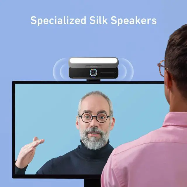 Alt view image 4 of 6 - AnkerWork B600 Video Bar with 4-in-1 Design (2K Cam with Speaker, Mic, Light), AI Video Conference Cam, 2K Computer Cam , Noise Cancellation, 4-Mic Array, Webcam with Speaker, Built-in Light