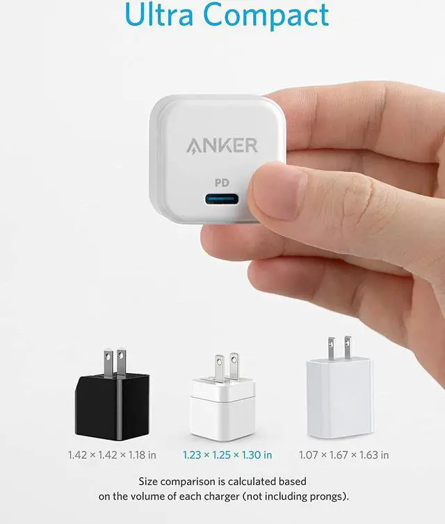 Alt view image 4 of 7 - USB C Charger, Anker 20W Fast Charger with Foldable Plug, PowerPort III 20W Cube Charger with USB-C to Lightning Cable for iPhone 13/13 Mini/13 Pro/13 Pro Max/12, Galaxy, iPad/iPad Mini and More