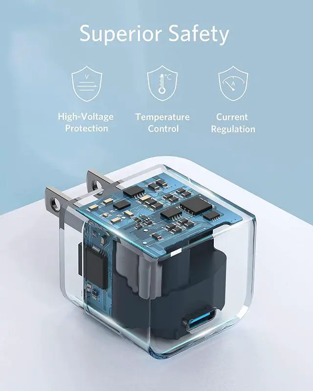 Alt view image 5 of 7 - USB C Charger, Anker 20W Fast Charger with Foldable Plug, PowerPort III 20W Cube Charger with USB-C to Lightning Cable for iPhone 13/13 Mini/13 Pro/13 Pro Max/12, Galaxy, iPad/iPad Mini and More