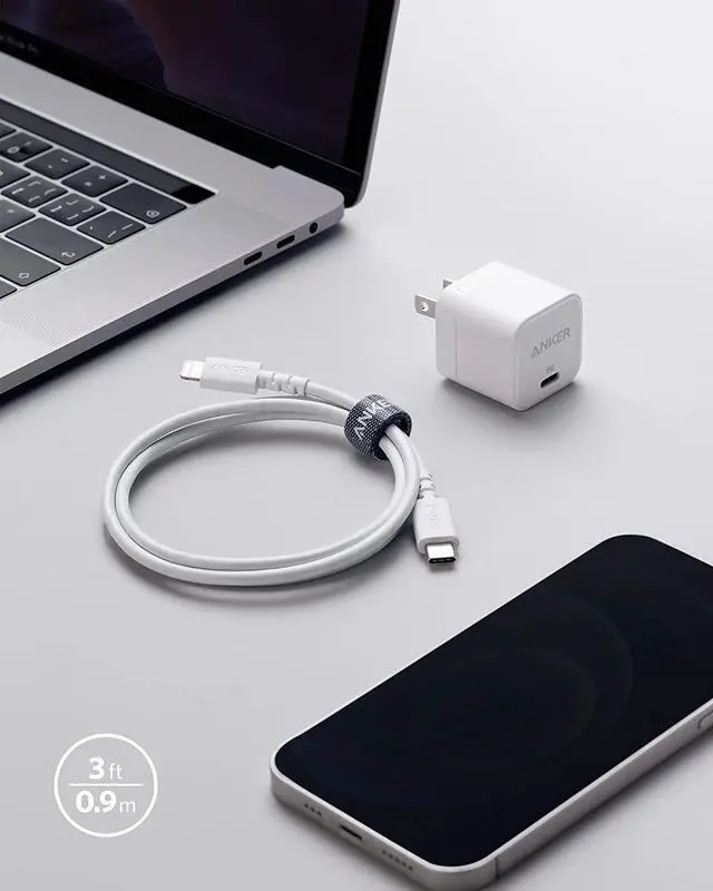 Alt view image 7 of 7 - USB C Charger, Anker 20W Fast Charger with Foldable Plug, PowerPort III 20W Cube Charger with USB-C to Lightning Cable for iPhone 13/13 Mini/13 Pro/13 Pro Max/12, Galaxy, iPad/iPad Mini and More