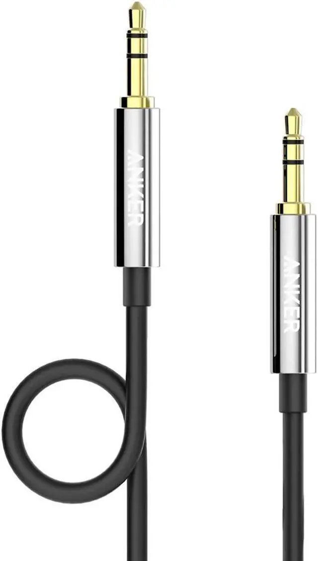 Main image of Anker 3.5mm Premium Auxiliary Audio Cable (4ft / 1.2m) AUX Cable for Headphones, iPods, iPhones, iPads, Home / Car Stereos and More (Black)