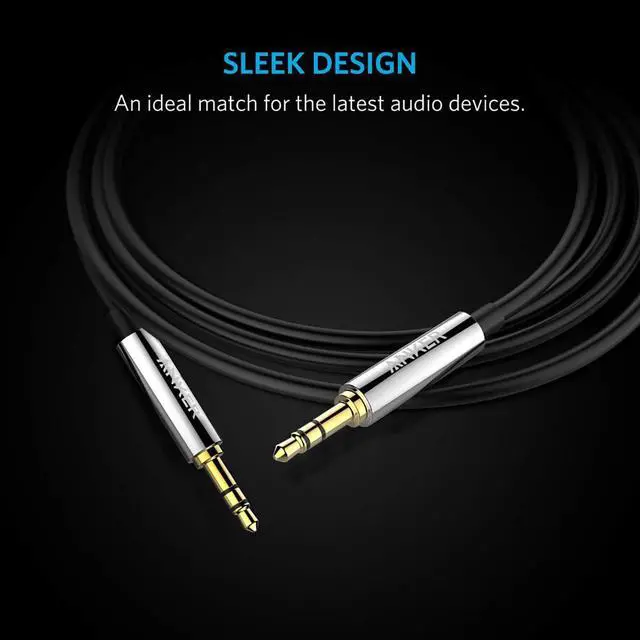 Alt view image 5 of 6 - Anker 3.5mm Premium Auxiliary Audio Cable (4ft / 1.2m) AUX Cable for Headphones, iPods, iPhones, iPads, Home / Car Stereos and More (Black)