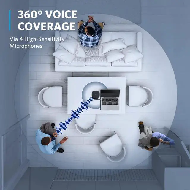 Alt view image 4 of 6 - Anker PowerConf S360 USB Speakerphone, Smart Voice Enhancement, 360° Voice Coverage, Superior Sound, Speakerphone for Computer, Conference Microphone