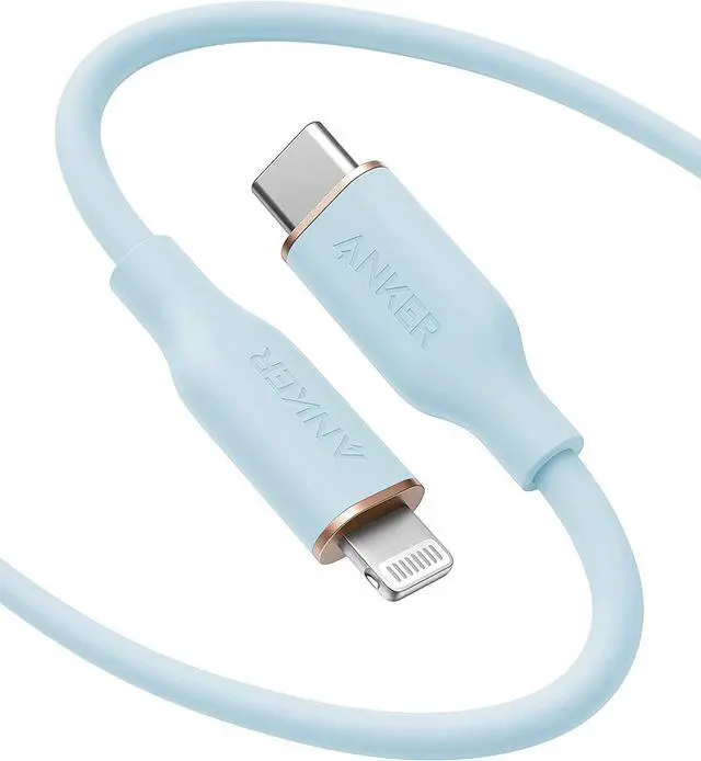 Main image of Anker Powerline III Flow, USB C to Lightning Cable for iPhone 12 Pro Max / 12/11 / XS/XR / 8 Plus, AirPods Pro, (6 ft) [MFi Certified] Supports Power Delivery, Silica Gel (Blue 6 ft.)