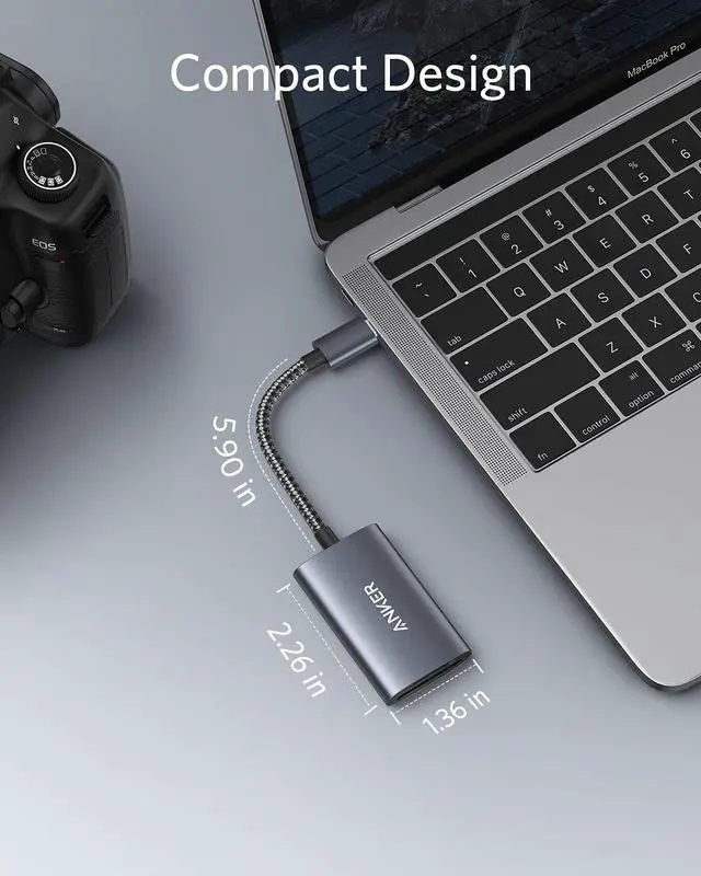 Alt view image 6 of 8 - Anker USB-C SD 4.0 Card Reader, PowerExpand+ 2-in-1 Memory Card Reader, for SDXC, SDHC, SD, MMC, RS-MMC, Micro SDXC, Micro SD, Micro SDHC Card, UHS-II, and UHS-I Cards