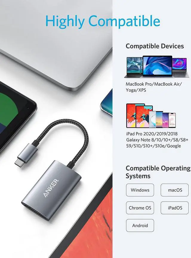 Alt view image 7 of 8 - Anker USB-C SD 4.0 Card Reader, PowerExpand+ 2-in-1 Memory Card Reader, for SDXC, SDHC, SD, MMC, RS-MMC, Micro SDXC, Micro SD, Micro SDHC Card, UHS-II, and UHS-I Cards
