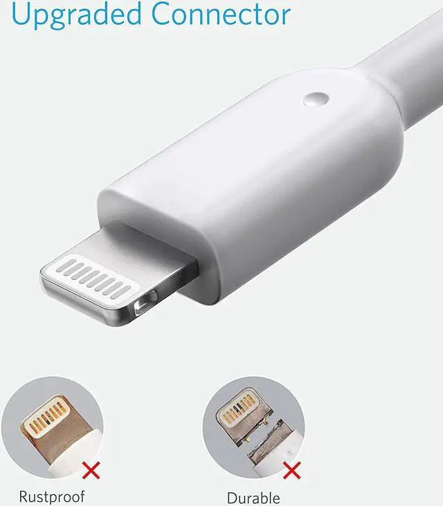 Alt view image 7 of 7 - Anker iPhone Charger Cable, Powerline II Lightning Cable (10ft), Durable Cable, MFi Certified for iPhone X / 8/8 Plus /7/7 Plus / 6/6 Plus / 5s (White), iPad 8, and More