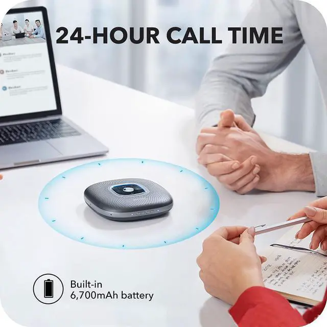 Alt view image 5 of 6 - Anker PowerConf Bluetooth Speakerphone with 6 Microphones, Enhanced Voice Pickup, 24H Call Time, Bluetooth 5, USB C, Bluetooth Conference Speaker Compatible with Leading Platforms(Renewed)