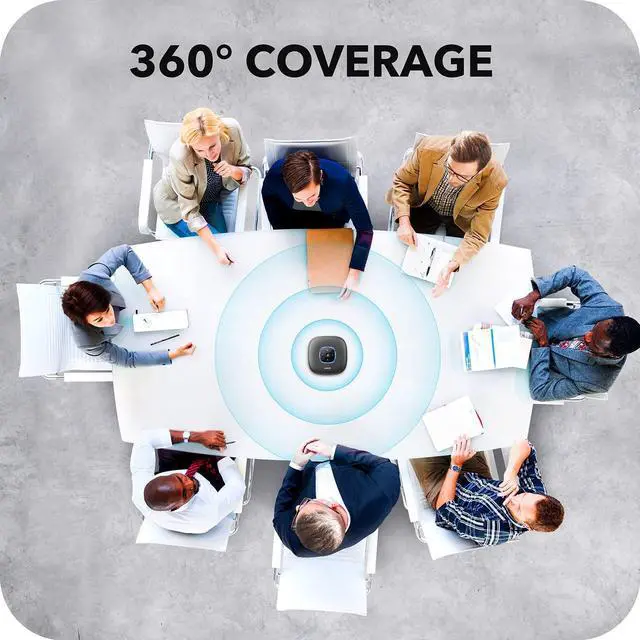 Alt view image 3 of 6 - Anker PowerConf Bluetooth Speakerphone with 6 Microphones, Enhanced Voice Pickup, 24H Call Time, Bluetooth 5, USB C, Bluetooth Conference Speaker Compatible with Leading Platforms(Renewed)