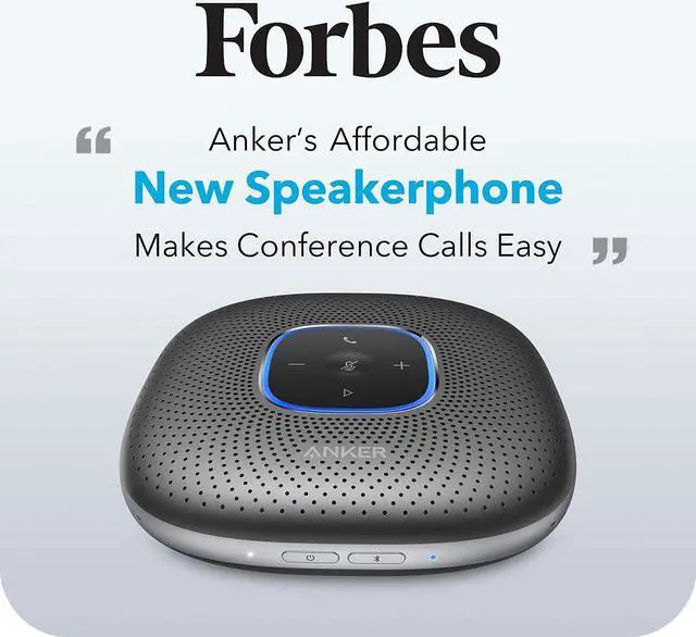 Alt view image 2 of 6 - Anker PowerConf Bluetooth Speakerphone with 6 Microphones, Enhanced Voice Pickup, 24H Call Time, Bluetooth 5, USB C, Bluetooth Conference Speaker Compatible with Leading Platforms(Renewed)