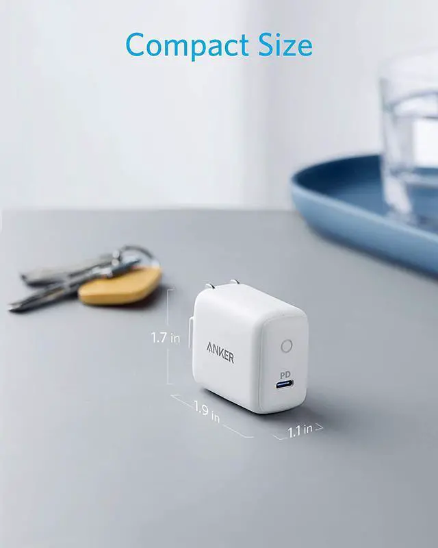 Alt view image 4 of 7 - USB C 18W Power Delivery Charger, Anker PowerPort PD 1 USB-C Wall Charger, Foldable Plug for iPhone Xs/Max/XR, iPad Pro, Pixel 3/2, Galaxy S9/S8/Plus, Nintendo and More White